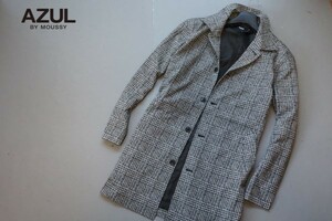 新品▼AZUL BY MOUSSY グレンチェック ジャガードコート ステンカラーコート/L