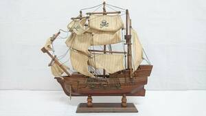 【アンティーク】REVENCE 1577 木製帆船模型/約41×42×9cm/海賊船/船舶/パイレーツシップ/オブジェ/インテリア/ヴィンテージ/12-ZHC14