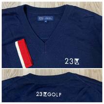 送料無料★美品 23区 GOLF メンズ M セーター ニット やや薄手 ゴルフ 日常 アウトドア 日本製 23区GOLF ブランド 良質品 D845 ネイビー系_画像3