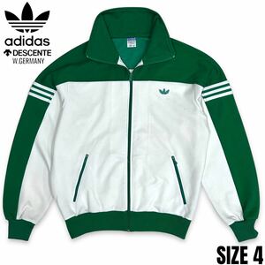  очень редкий # adidas ( Adidas ) запад Германия Descente производства 80s Vintage to зеркальный . il Logo вышивка 3шт.@la INTRAC джерси зеленый белый зеленый 4