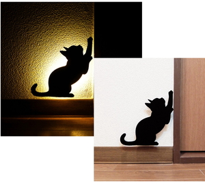 LEDライト 可愛いネコのシルエット Cat Wall Light 2「かりかり」ウォールライト 間接照明＜日本製＞