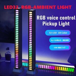 「送料無料」32LED USB電源 マルチカラーRGB アンビエントライト 車内LED 車内装飾 インテリア装飾 補助照明 ミュージックコントロール is