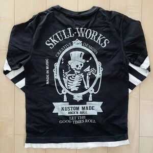 SKULL WORKS　スカルワークス　長袖　Tシャツ　ロンT　トップス　ブラック　メンズ　Lサイズ　骸骨　ドクロ　クローズ　古着