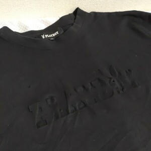 playboy　プレイボーイ　エンボス加工　長袖シャツ　黒　ブラック　LL　大きめサイズ　レディース　メンズ　1116-B3-SA2