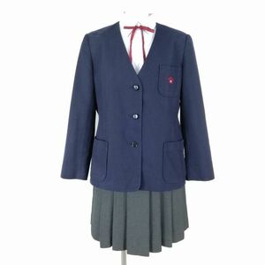 1円 イートン スカート 紐タイ 上下4点セット 大きいサイズ 冬物 女子 学生服 埼玉さいたま市立城南中学 紺 制服 中古 ランクC NA2650