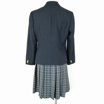 1円 ブレザー チェックスカート リボン 上下4点セット M トンボ 冬物 女子 学生服 中学 高校 紺 制服 中古 ランクC NA2622_画像2