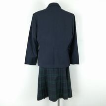 1円 ブレザー チェックスカート ネクタイ 上下4点セット 大きいサイズ 冬物 女子 学生服 熊本水俣高校 紺 制服 中古 ランクC NA3130_画像2