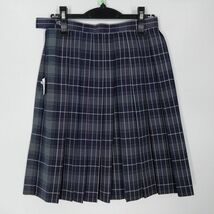 1円 スクールスカート 夏物 w66-丈57 チェック 中学 高校 プリーツ 学生服 制服 女子 中古 HK3767_画像2