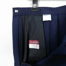 1円 スクールスカート 大きいサイズ 冬物 w80-丈62 紺 中学 高校 プリーツ 学生服 制服 女子 中古 HK4035_画像4