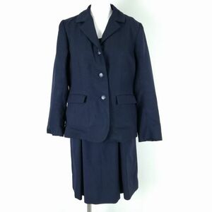 1円 ジャケット ジャンパースカート 上下2点セット 冬物 女子 学生服 中学 高校 紺 制服 中古 ランクC NA3195