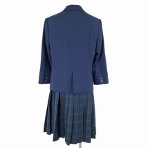 1円 ブレザー ベスト チェックスカート 上下3点セット 指定 冬物 女子 学生服 静岡御殿場高校 紺 制服 中古 ランクC NA3500_画像2