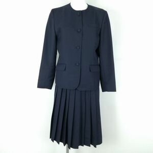 1円 ジャケット スカート 上下2点セット L 富士ヨット 冬物 女子 学生服 大阪狭山高校 紺 制服 中古 ランクC NA4230