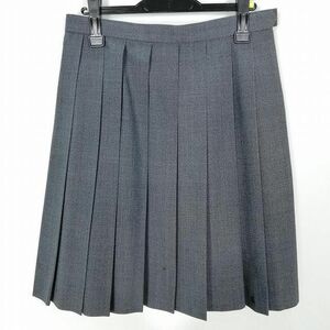 1円 スクールスカート 夏物 w69-丈56 グレー 中学 高校 プリーツ 学生服 制服 女子 中古 HK4519