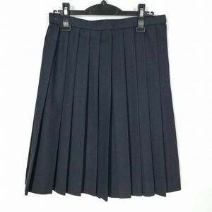 1円 スクールスカート 大きいサイズ 冬物 w72-丈60 ストライプ 中学 高校 プリーツ 学生服 制服 女子 中古 HK4607