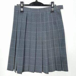 1円 スクールスカート 夏物 w69-丈57 チェック 中学 高校 プリーツ 学生服 制服 女子 中古 HK4562