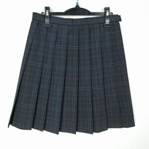 1円 スクールスカート 大きいサイズ 夏物 w72-丈53 チェック 岡山倉敷商業高校 プリーツ 学生服 制服 女子 中古 HK4640