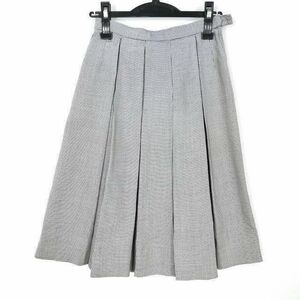 1円 スクールスカート 冬物 w60-丈63 チェック 中学 高校 プリーツ 学生服 制服 女子 中古 HK4585