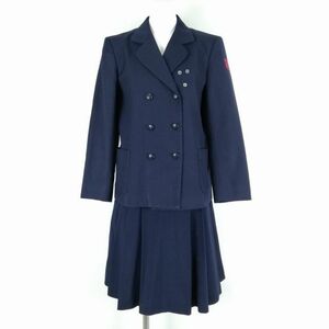 1円 ブレザー スカート 上下2点セット 160A 冬物 女子 学生服 中学 高校 紺 制服 中古 ランクC NA4373