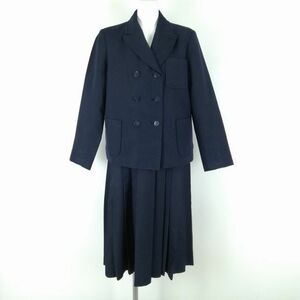 1円 ブレザー ジャンパースカート 上下2点セット 指定 大きいサイズ 冬物 女子 学生服 中学 高校 紺 制服 中古 ランクC NA4163