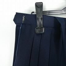 1円 スクールスカート 大きいサイズ 夏物 w80-丈57 紺 中学 高校 プリーツ 学生服 制服 女子 中古 HK4785_画像3