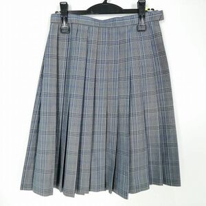 1円 スクールスカート 冬物 w69-丈58 チェック 谷口中学 プリーツ 学生服 制服 女子 中古 HK5002