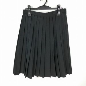 1円 スクールスカート 大きいサイズ 夏物 w72-丈60 黒 中学 高校 プリーツ 学生服 制服 女子 中古 HK4799