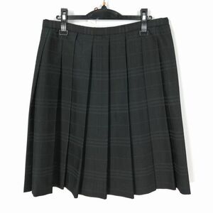 1円 スクールスカート 大きいサイズ 夏物 w80-丈59 チェック 中学 高校 プリーツ 学生服 制服 女子 中古 HK5152