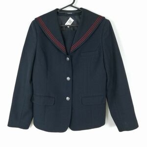 1円 セーラー服 上着 170A トンボ 冬物 赤3本線 女子 学生服 大阪早稲田摂陵中学高校 紺 制服 中古 ランクC NA4775