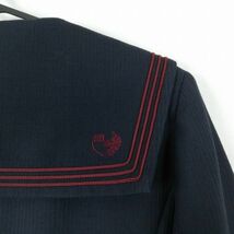 1円 セーラー服 上着 170A トンボ 冬物 赤3本線 女子 学生服 大阪早稲田摂陵中学高校 紺 制服 中古 ランクC NA4775_画像3