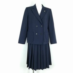 1円 ブレザー スカート 上下2点セット ミッシェルクラン 冬物 女子 学生服 神奈川秦野高校 紺 制服 中古 ランクC NA4722