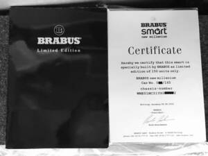 レア smart BRABUS new millenium edition Certificate 正規証明書 金属製 スマート450