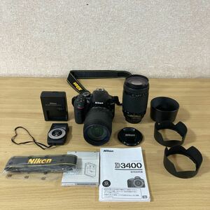 Nikon ニコン D3400 N1510 18-105mm 1:3.5-5.6G 70-300mm 1:4-5.6 デジタルカメラ カメラ デジタル一眼レフ 通電確認済み 10 ア 4460