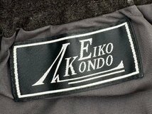 EIKO KONDO エイココンドウ 縮絨 ウール 配色ステッチ アシンメトリー ひざ丈 バルーン スカート ウエストゴム 裏地付 秋冬 FREE 茶/ピンク_画像6