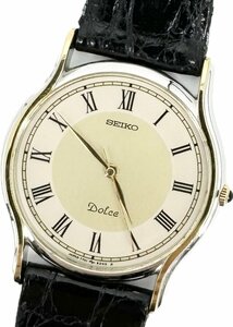 SEIKO DOLCE セイコー ドルチェ メンズ クォーツ アナログ 3針 ローマン 腕時計 7741-6030 コンビ クロコベルト 稼働品 80s ヴィンテージ