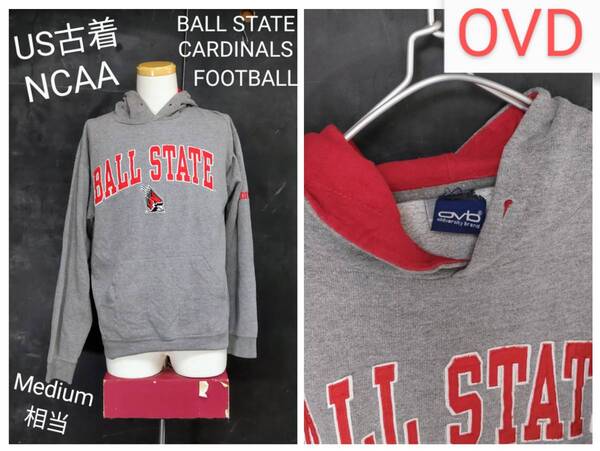 ★送料無料★ US古着 OVD NCAA ボールステート カージナルス パーカー メンズ フーディー 裏起毛 Medium 相当