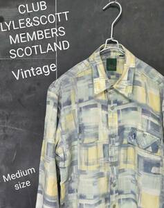 ★送料無料★ LYLE&SCOTT シャツ ライルアンドスコット デザインシャツ 柄シャツ メンズ 長袖シャツ Medium