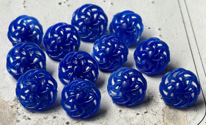  prompt decision ... plastic button 12 piece φ13 & 14mm blue flower material raw materials hand made parts France buying attaching Vintage 