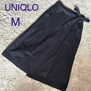 【美品】UNIQLO ユニクロ ラップスカート風スカンツ ガウチョ ワイドパンツ ネイビー Mサイズ