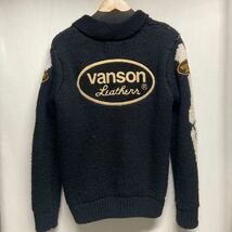 【VANSON バンソン】ジャケット ヒューマンボーンカウチンニット Mサイズ ブラック ウール 総柄 2311oki_画像2