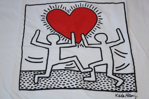 キース・へリング 1stエキシビション　白　ハート　Tシャツ　ユニクロ 　メンズXL　新品 未使用 　Keith Haring 1stエキシビジョン UT 