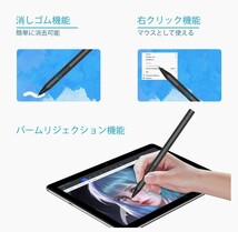 MILPROX Surface用タッチペン 4096段階筆圧 パームリジェクション機能 磁気吸着 傾き検知対応 右クリック 消しゴム 自動オフ USB-C充電 _画像2