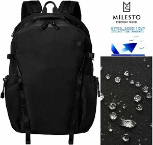 ミレスト MILESTO LIKID シームレスファスナー 撥水加工 サイドバックル バックパック L　 MLS855 ブラック