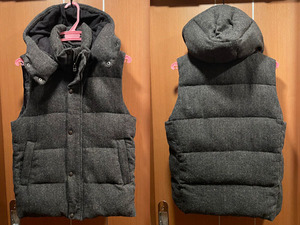 SHIPS JET BLUE / シップスジェットブルー　Down Vest / ダウンベスト Wool / 毛 ツイード ヘリンボーン ウール S