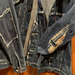 Levis / リーバイス フォース Gジャン 4th ジージャン デニムジャケット 70505-0049 フェイデッドブルーリペアー ダメージ リペア加工 Sの画像5