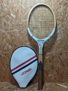LEOPARD／レオパルド　木製テニスラケット　サイズＬ４　1/2・専用カバー付★☆C2-1