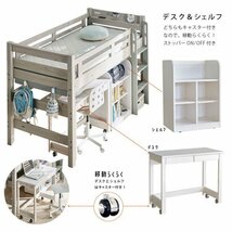 ロフトベッド　イーニー2　業務用　高136cm　幅90cmデスク　幅60cmシェルフ　3点セット　WH-NV　ホワイト ネイビー　送料無料　耐荷重500㎏_画像4