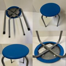 丸椅子　M-22　LBLライトブルー　直径32cm　4脚セット　チェア積重可　送料無料　訳あり処分　過剰在庫_画像3
