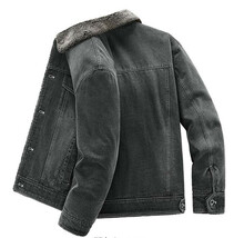 デニムジャケット　裏フリース　裏ボア　フライトジャケット　ジージャン　新品*メンズ　アウター　コート　秋冬服【9038】グレー　L_画像3