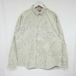 【1円】未使用 国内正規 Supreme 23AW 23FW Handwriting Jacquard Denim Shirt ハンドライティングジャカード デニムシャツ Dirty L