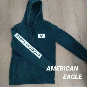 【AMERICAN EAGLE】パーカー/グリーン/メンズSサイズ パーカー ジップアップ